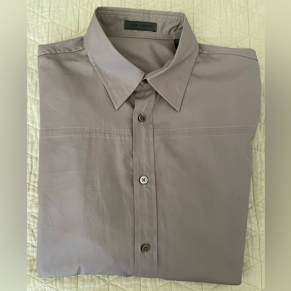 john varvatos‎ collection Cotton Sport Shirt in Muted Lavender Size M $248